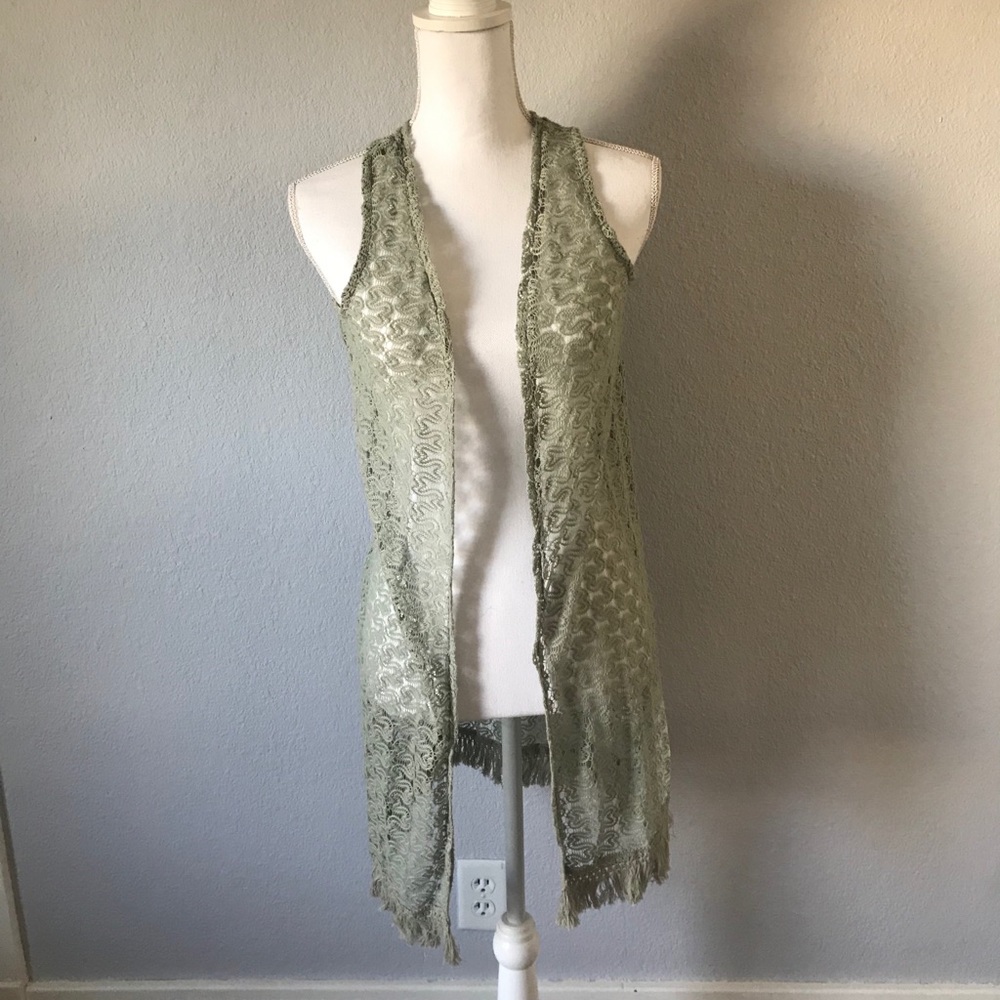 Wallflower Crochet Lace Sleeveless Tea Cardigan